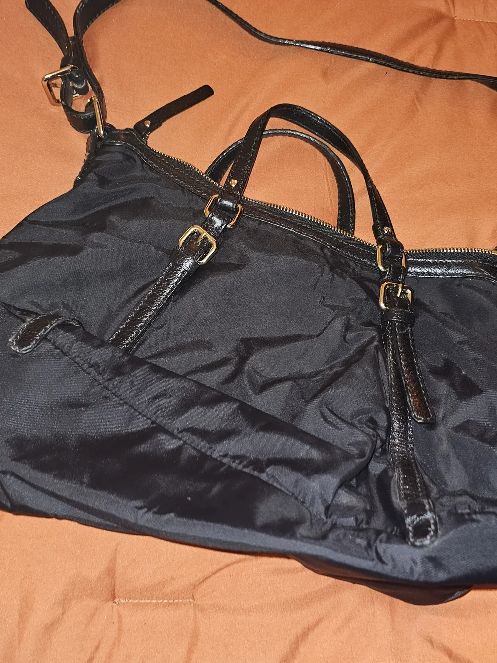kate spade Black Nylon Convertible Shoulder Bag with Gold Hardware
